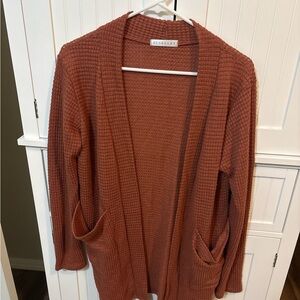 Blakely Open Front Waffle Knit Cardigan With Pockets